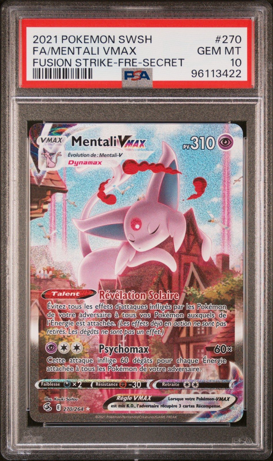 Mentali VMAX 270/264 PSA 10 Pokémon EB08 : Poing de fusion - Français – Photo 1