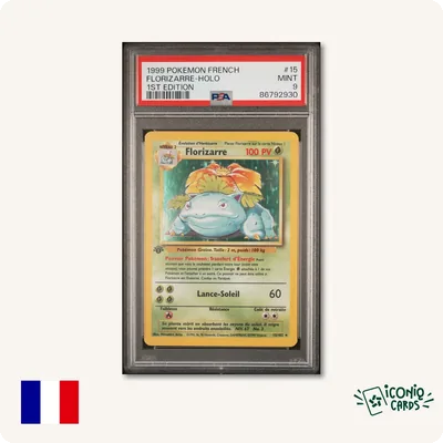 Florizarre Holo 15/102 Édition 1 Pokemon Set de Base Francais PSA 9