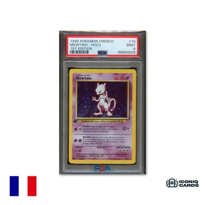 Mewtwo 10/102 Holo Édition 1 Pokemon Set de Base Francais PSA 9